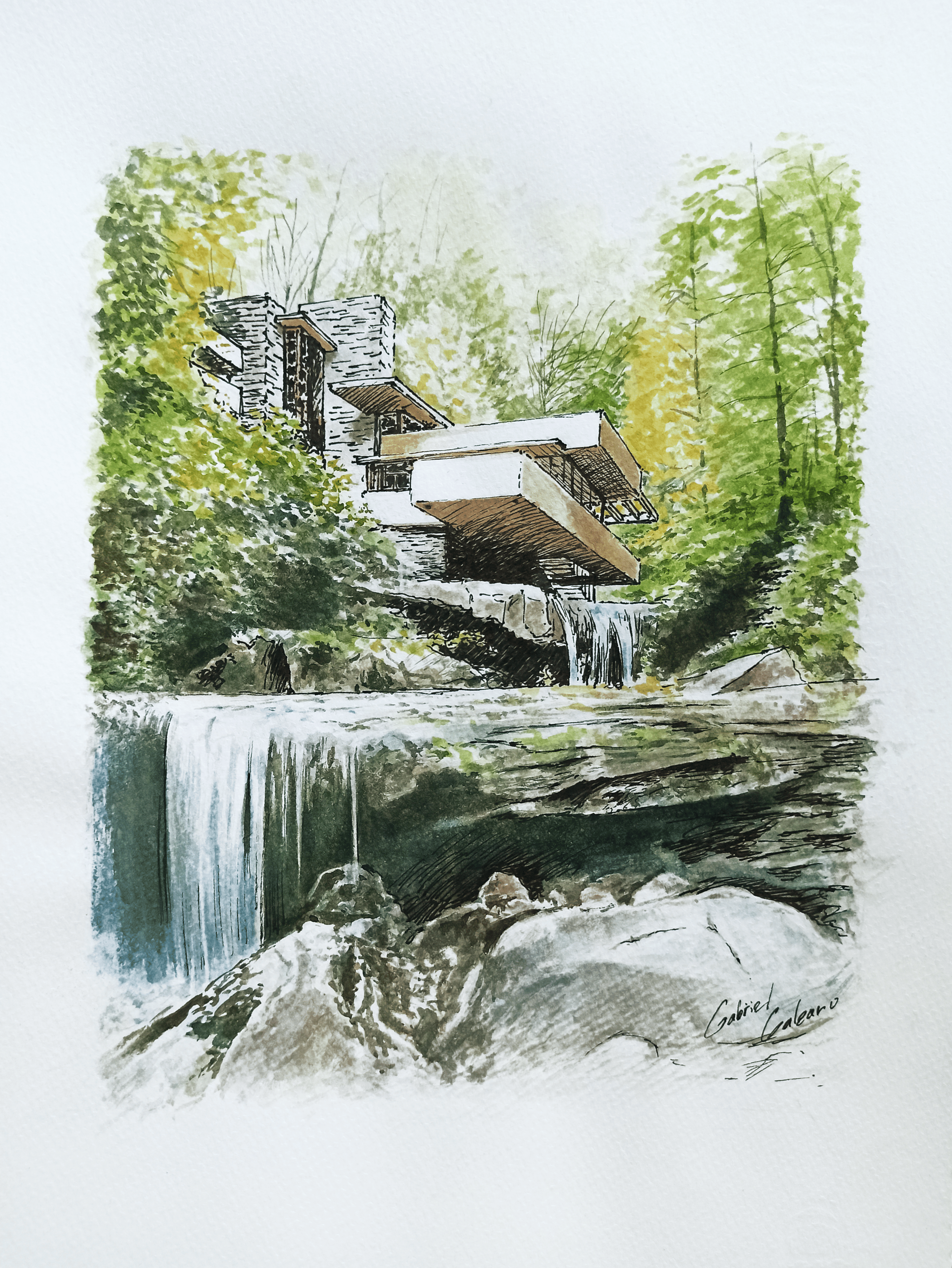  dibujo casa de la cascada